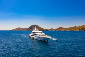 Luxury white superyacht on the sea